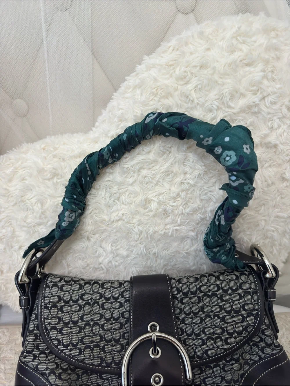Coach Blue/Teal Floral Scarf
